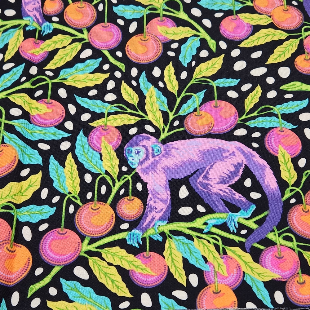 Rare Monkey Wrench Tula Pink Cotton Quilting Fabric, 1 Yd Of Guava By Freespirit